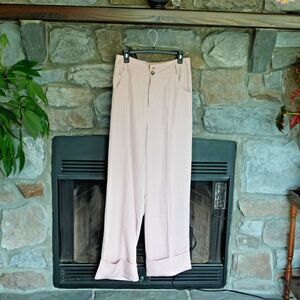 Voodoo Vixen Turn Up Pinstripe Trousers Super High Rise - Pink - Women's L -NWOT
